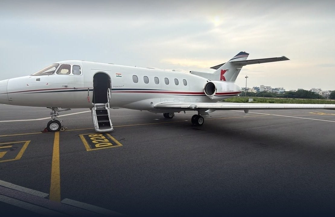 Hawker 900XP mid-size private jet with airstair open